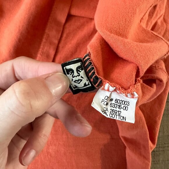 Obey Orange short sleeve graphic logo tshirt women's large - Picture 7 of 8